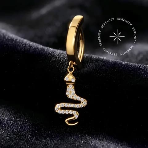 TF19541 - Piercing Umbigo Argola Belly Clicker Serpente - Titânio Revestido de Ouro 18k