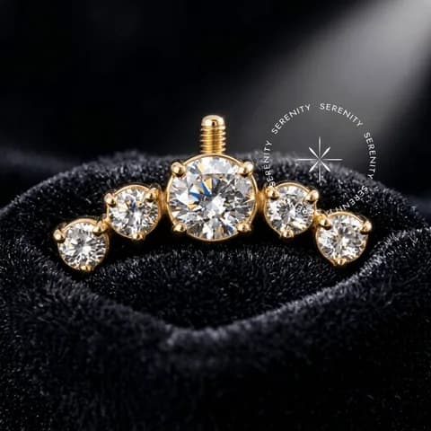 TN2045 - Topo Cluster Vertical Helix - Titânio Revestido de Ouro 18k