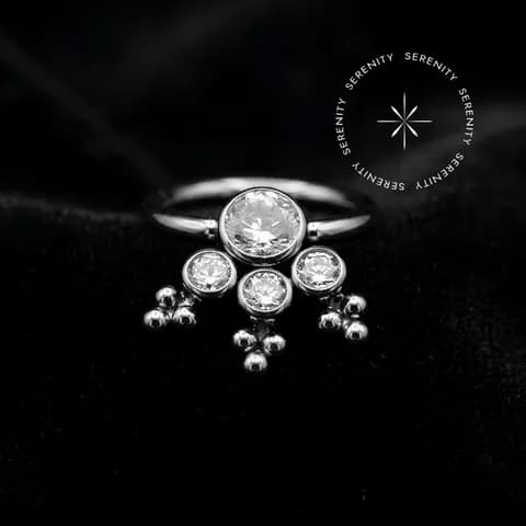 TN416 - Argola Captive Decorada Cravejada com Esferas - Titânio Grau Implante (ASTM F136)
