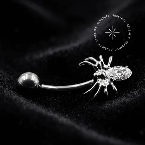 TN905 - Navel Aranha Cravejado - Titânio Grau Implante (ASTM F136)