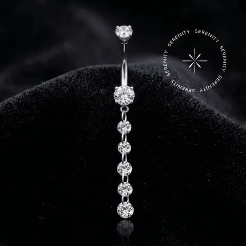 TF6967 - Piercing Umbigo com Pingente Cascata - Titânio Grau Implante (ASTM F136)