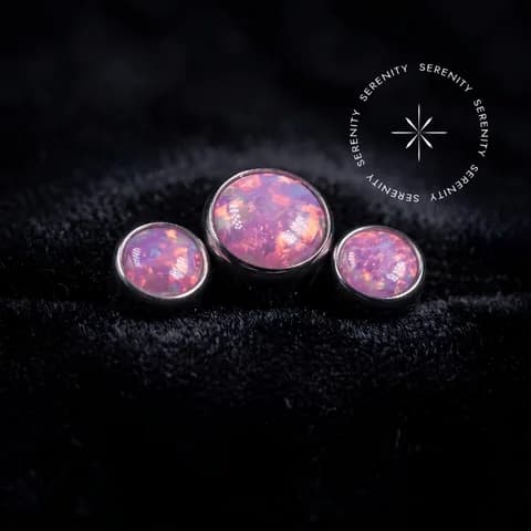 TN502 - Topo Mini Cluster com Opala Rosa - Titânio Grau Implante (ASTM F136)