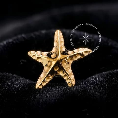 TN2157 - Topo Estrela do Mar Push Pin - Titânio Revestido de Ouro 18k
