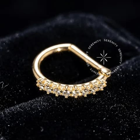 OR61 - Argola Segmento D Cravejada - Ouro 18K Maciço