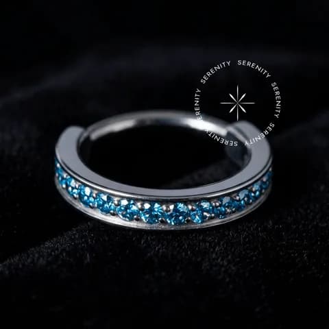 TN137 - Argola Clicker Aqua Blue - Titânio Grau Implante (ASTM F136)