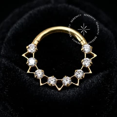 TN1416 - Argola Frontal Triângulos - Titânio Revestido de Ouro 18k
