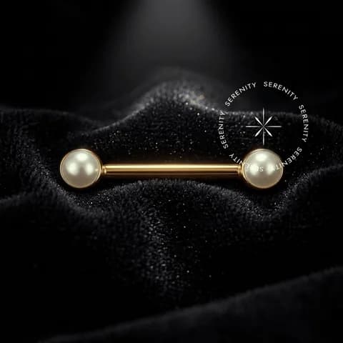 TN1180 - Nipple Madrepérola Cultivada em Laboratório - Titânio Revestido de Ouro 18k