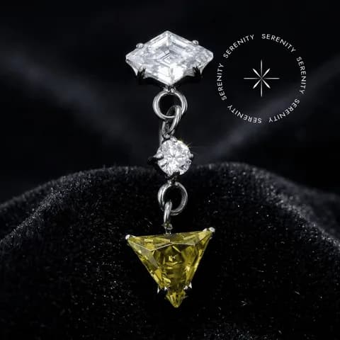 TN2084 - Topo Pingente Losango Zircônia Dark Peridot - Titânio Grau Implante (ASTM F136)