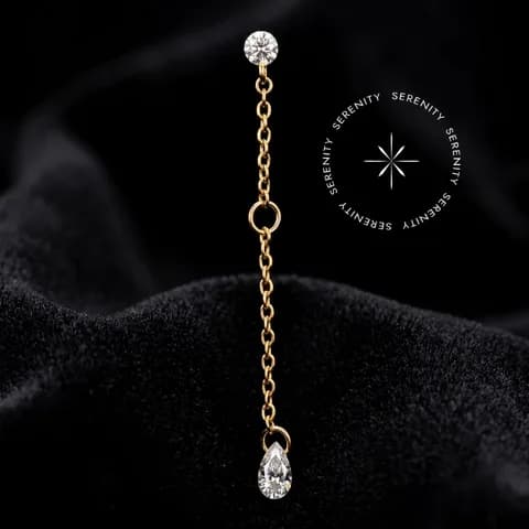 TN2092 - Pingente CZ Gota - Titânio Revestido de Ouro 18k