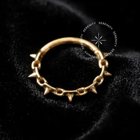 TN1379 - Argola Corrente de Espinhos - Titânio Revestido de Ouro 18k
