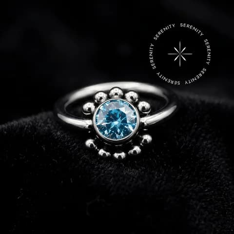 TN73 - Piercing Captive Sol Zircônia Azul - Titânio Grau Implante ASTM F136