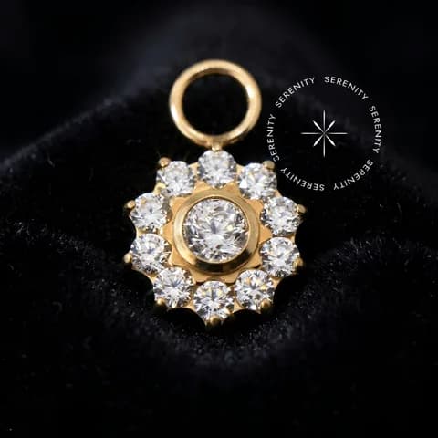 TN1636 - Pingente Flor 10 Pétalas - Titânio Revestido de Ouro 18k