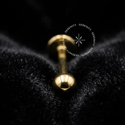 OR06 - Piercing Labret Tradicional 6mm - Ouro 18K Maciço