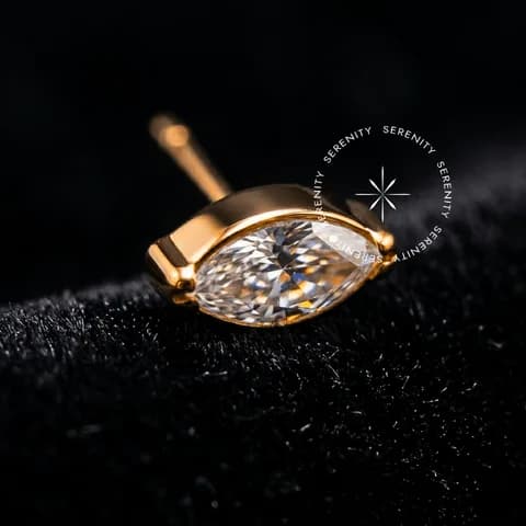 TN1338 - Topo Navete Push Pin - Titânio Revestido de Ouro 18k