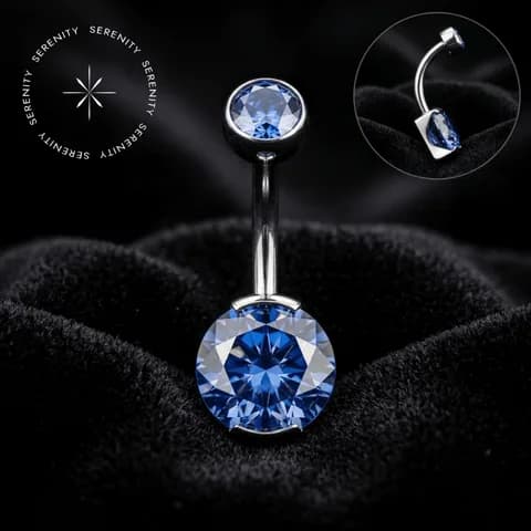TN 1204 - Piercing Umbigo Azul Royal - Titânio Grau Implante (ASTM F136)