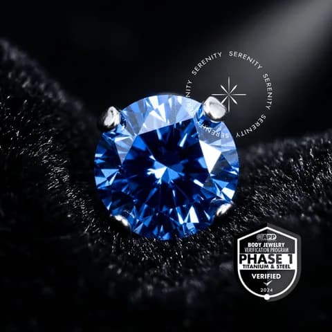 TT07 - Topo Zircônia Blue Prongset Push Pin - Titânio Mill® ASTM F136
