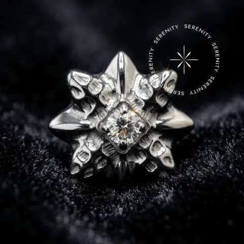 TN1481 - Topo Estrela Polar Cravejado - Titânio Grau Implante (ASTM F136)