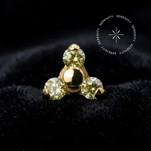 TN2281 - Topo Trinity Cravejado Push Pin - Titânio Revestido de Ouro 18k