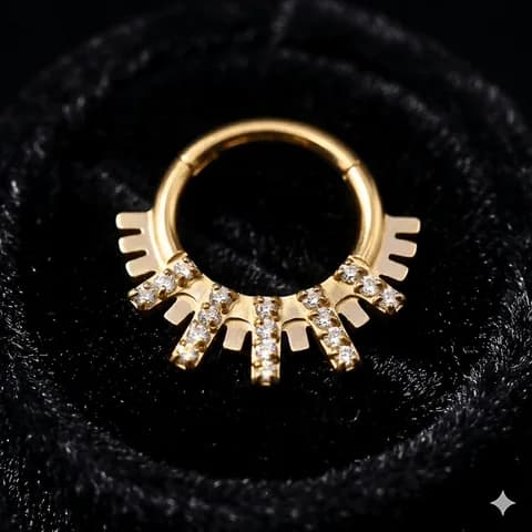 TN1539 - Argola Frontal 5 Barras - Titânio Revestido de Ouro 18k