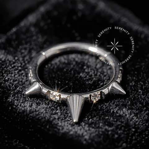 TN484 - Argola Segmento Spikes Cravejado - Titânio Grau Implante (ASTM F136)