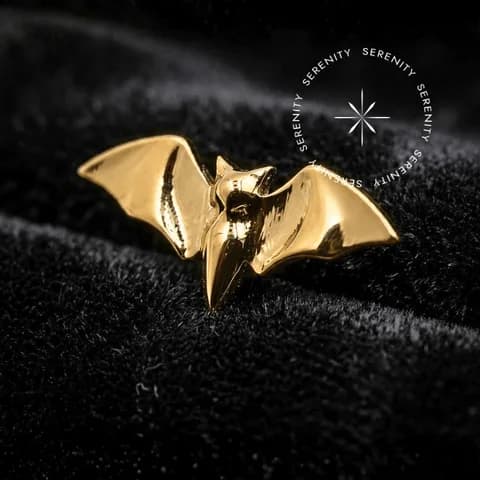 TN678 - Topo Morcego - Titânio Revestido de Ouro 18k