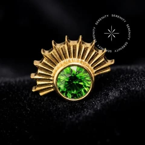 TN1689 - Topo Raios Cravejado - Titânio Revestido de Ouro 18k