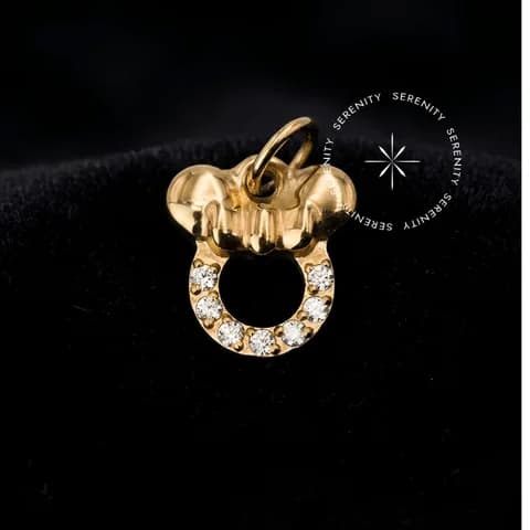TN1925 - Pingente Minnie Mouse - Titânio Revestido de Ouro 18k