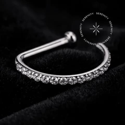 TN2416 - Argola D-Ring Cravejada - Titânio Grau Implante (ASTM F136)