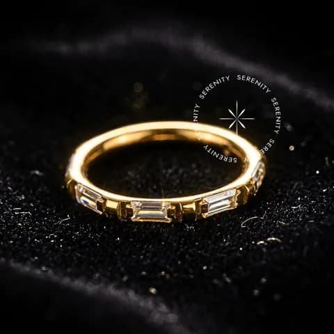 TN219 - Argola Zircônias Retangulares - Titânio Revestido de Ouro 18k