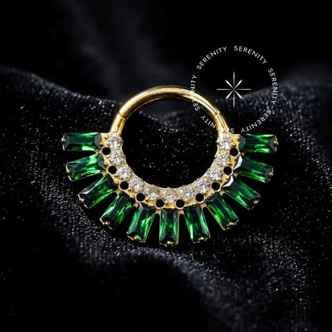 TN1241/TN1242 - Argola Frontal Luxo Baguetes Cores - Titânio Revestido de Ouro 18k