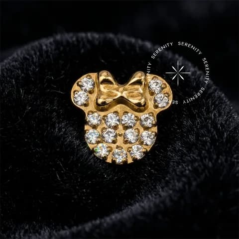TN1915 - Topo Minnie Mouse - Titânio Revestido de Ouro 18k