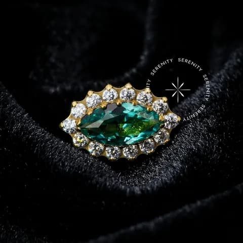 TN2133 - Topo Marquise CZ Push Pin - Titânio Revestido de Ouro 18k