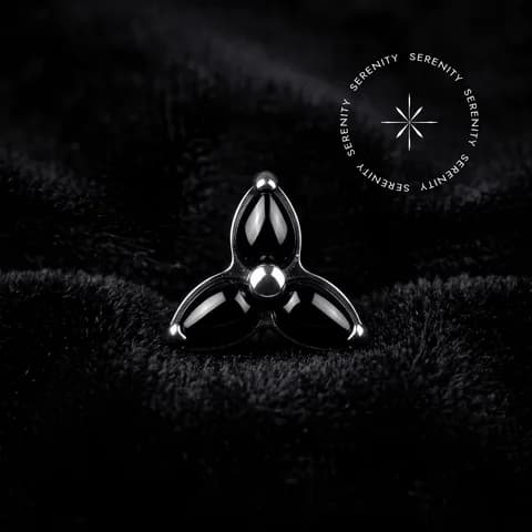 TN999 - Topo Cravejado Trinity Navetes Ônix Black- Titânio Grau Implante (ASTM F136)