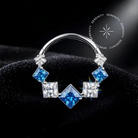 IS3423 - Argola Frontal Blue Luxo - Titânio Grau Implante (ASTM F136)