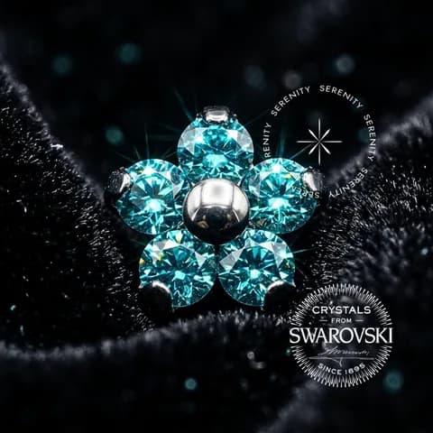 TS02 - Topo Flor Cravejada Swarovski - Titânio Grau Implante ASTM F136