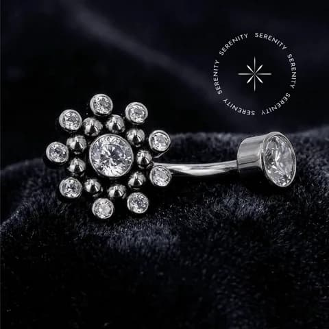 TN2215 - Piercing Umbigo Sun Flower - Titânio Grau Implante (ASTM F136)