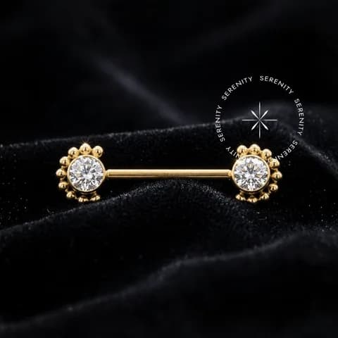 TN1041 - Nipple Indiano Push Pin - Titânio Revestido de Ouro 18k