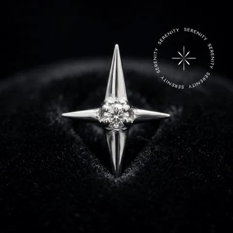 TN1842 - Topo Estrela Quatro Pontas Cravejado - Titânio Grau Implante (ASTM F136)