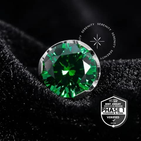 TT19 - Topo Zircônia Verde Esmeralda Push Pin - Titânio Mill® ASTM F136