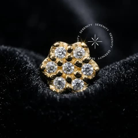 OR104 - Topo Flor 7 Pétalas - Ouro 18K Maciço