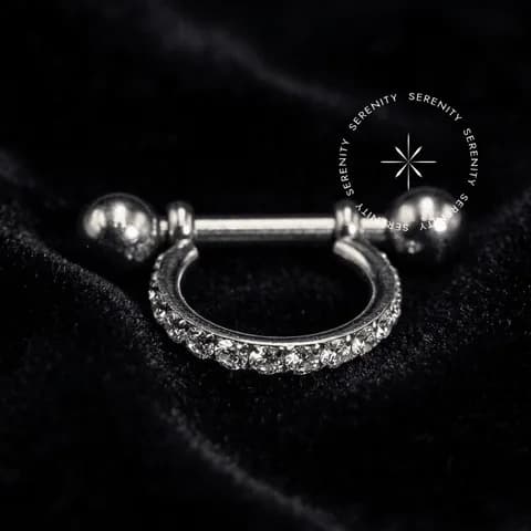 TN1875 - Argola Conch Cravejada - Titânio Grau Implante (ASTM F136)