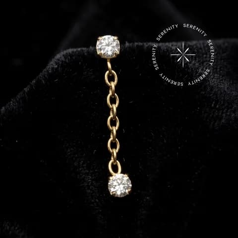 TN745 - Topo Cravejado com Corrente - Titânio Revestido de Ouro 18k