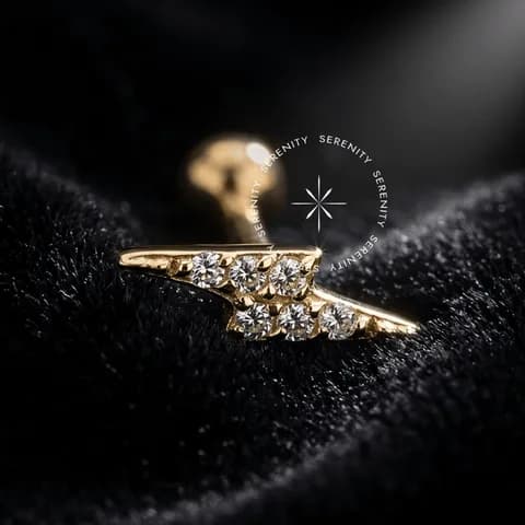 OR31 Microbell Mini Raio Cravejado Ouro 18K