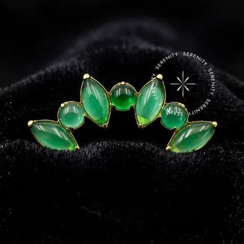 TN752 - Topo Cluster Jade Cultivada em Laboratório - Titânio Revestido de Ouro 18k
