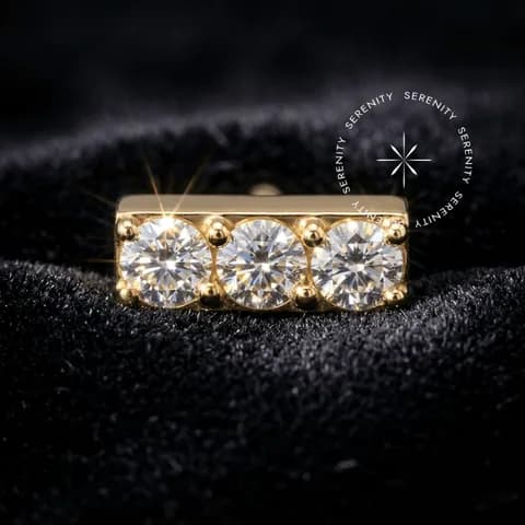 TN2104 - Topo Barra 3 CZ - Titânio Revestido de Ouro 18k