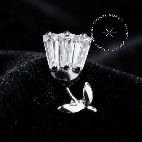 TN1475 - Topo Flor de Gelo Cravejado - Titânio Grau Implante (ASTM F136)