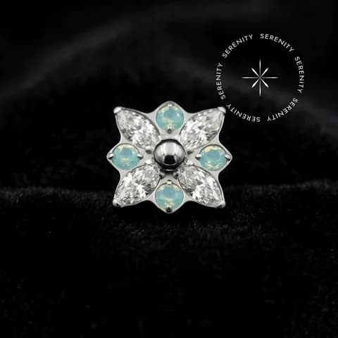 TN596 - Topo Cravejado Flor de Lótus - Titânio Grau Implante (ASTM F136)