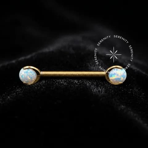 TN699 - Nipple Opala Branca - Titânio Revestido de Ouro 18k