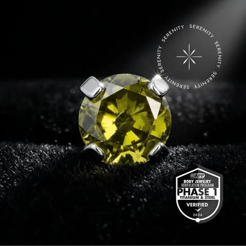 TT70 - Topo Prongset Zircônia Dark Peridot - Titânio Mill (Grau Implante)