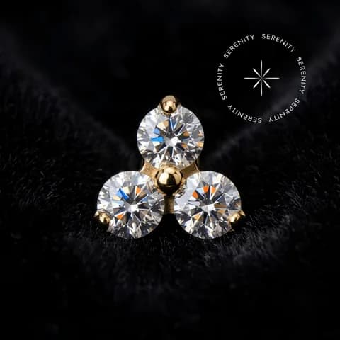 TN2316 a TN2321 - Topo Trinity Cravejado Push Pin - Titânio Revestido de Ouro 18k